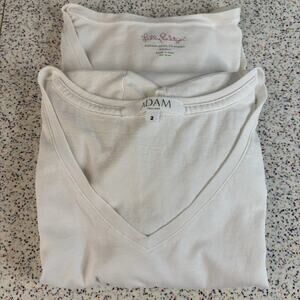 2 Pack Lily Pulitzer Adam 2 XS Women’s White Shirts Lot Bundle Top Blouse